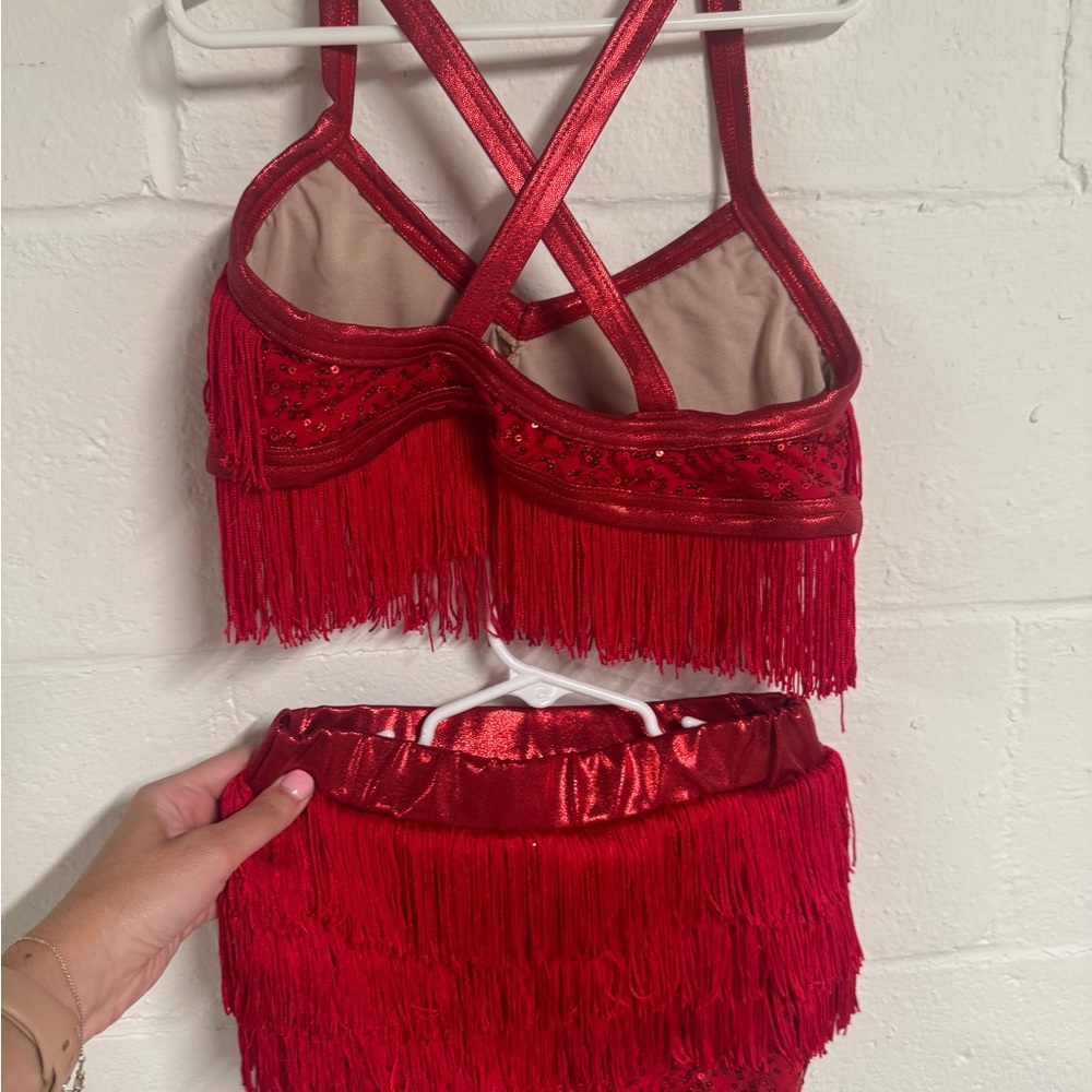 Weissman Red Fringe Sequin Two-Piece Dance Set - Picture 2 of 3